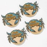Crab Wine Coasters - Set of 4 Attachable Coasters