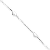 Sterling Silver 10inch Polished Puffed Heart Anklet