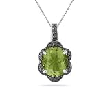 31bX7aNDsDL. SL160  Peridot and Black Diamond Royal Pendant in Sliver