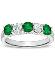 1.11ct tw Emerald and Diamond Band set in 14k Gold