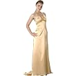Formal Evening Gown. Gold Stretch Charmeuse Halter Dress for Prom, Party, Wedding by Sean Collection (8837)