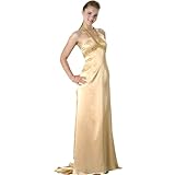 Formal Evening Gown. Gold Stretch Charmeuse Halter Dress for Prom, Party, Wedding by Sean Collection (8837 M )