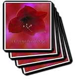 Best Price Royal Red Amarillo Flower, Happy Birthday - Set Of 8 Coasters - Soft