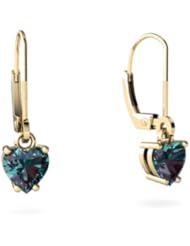 Created Alexandrite 14kt Yellow Gold Lever Back Earrings