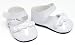 18 Inch Doll Dress Shoes for American Girl Dolls in White Patent Leather and Satin Rose Ribbon Trim,