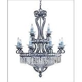 12 Light Chandelier - New Tortoise Shell w/Silver Finish