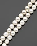 14k Gold Cultured Freshwater Pearl (5mm) & Diamond Accent Bracelet