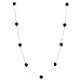 Black Onyx Stone Beads Station Illusion Sterling Silver Chain Necklace