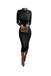Sexy Long Sleeves Turtleneck Cotton Full Length Tea Length Bodycon Dress/Club Dress/Party Dress/Midi Dress 