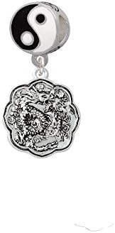 Dragon and Phoenix Medallion Yin Yang Charm Bead