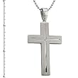 Stainless Steel Cross Pendant with 0.03ct. Diamond on 22 Inch Bead Chain