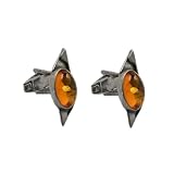 Baltic Honey Amber and Sterling Silver Simple Star Cufflinks