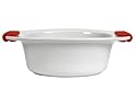 Ethos Hells Kitchen Long White Oval Roaster with Red Silicon Handles
