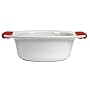 Ethos Hells Kitchen Long White Oval Roaster with Red Silicon Handles