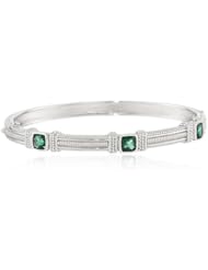 Judith Ripka "Giftables" 3 Cushion Stones Green Bangle Bracelet