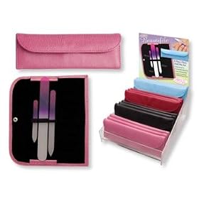 Beautifile 3 Pc Glass Nail File Set w/ Case