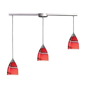 Pierra - 3 Light Kitchen Island Pendant Track Lighting Fixture - Brushed Nickel - Amber -...