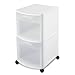 Sterilite 37208002 2 Drawer Cart White with See-Through Drawers and Black Casters 2-Pack