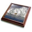 A Helicopter Hovers In Front Of 60 Foot Surf Crashing On Mauis Northshore At Peahi Jaws - 8x8 Trivet With 6x6 Ceramic Tile by 3dRose LLC