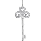 0.55 ct. TW Round Diamond Fleur de Lis Key Pendant in 14k with 18 inch Chain