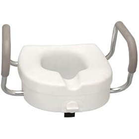 Raised Toilet Seat with Padded Armrest