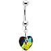 Solid 14k White Gold Vitrail Heart Belly Ring