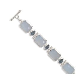 7+1.5Extension Chalcedony and Blue Topaz Toggle Bracelet (Free Shipping) by CleverEve