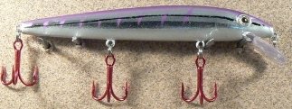 JLVLures JLV Shallow Suspending Minnow Purple Silver : Husky Stickbait Lures Saltwater Freshwater Jerk Bass Smallmouth Steelhead Pike Muskie Salmon Trout Snook Striper Perch Whiper Snook Speckled Trevally, Mid- Depth Trolling Casting Hook Treble