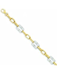 Genuine 14K Two-Tone 14Lk Two Tone Polished Fancy Link Bracelet 7.5 Inches 5 Grams Of Gold 100% Satisfaction Guaranteed.