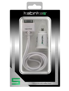 Katinkas Dual Kfz-Ladeger&auml;te mit Ladekabel f&uuml;r Apple iPhone/iPad/iPod USB 2.0 (2000mA) wei Preisvergleich