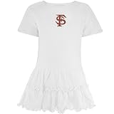 Florida State Seminoles (FSU) Infant White Ruffled Creeper Dress with crystals