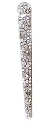 Hair Clip - Banana Style Encrusted in Genuine Crystal Stones (5-1/8" long) - Silver Tone Metal ~ Clear (FB191)