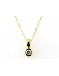 14k Yellow Gold Bezel-Set Champagne Diamond Solitaire Pendant (1/4 ct)