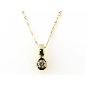 14k Yellow Gold Bezel-Set Champagne Diamond Solitaire Pendant (1/4 ct) 14k Yellow Gold Bezel-Set Champagne Diamond Solitaire Pendant (1/4 ct)