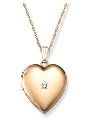 14k Yellow Gold Filled Heart Locket with Diamond-Accent, 18"