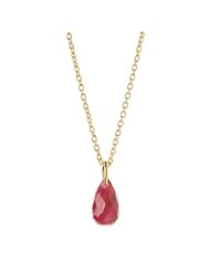 Baroni Faceted Teardrop Necklace in 24K Gold Plate over Sterling with Ruby