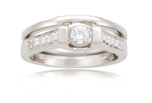 14k White Gold Diamond Bridal Set (1/5 cttw, I-J Color, I1 Clarity), Size 6
