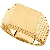 10K Yellow Gold Men's Signet Ring With Brush Finished Top