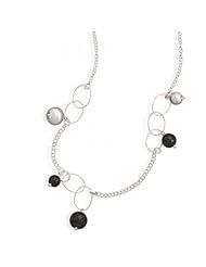MMA Silver - 23.5 inch Necklace with Brushed Satin and Black Onyx Beads