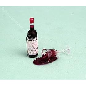 <b>Miniature Spilled Wine Glass with Bottle</b>
