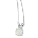 Sterling Silver Created Opal Cabochon and CZ Necklace - 18 Inch - JewelryWeb