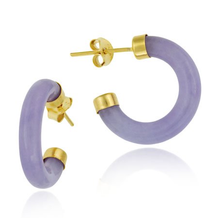 Sterling Silver Lavender Jade Hoops