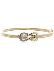 10k Yellow Gold Plated Sterling Silver Diamond Figure-8 Bangle Bracelet (1/10 cttw)