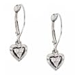 3 Stone Diamond Heart Earrigs Leverbacks in White Gold