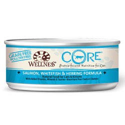 Wellness CORE Grain Free Salmon, Whitefish and Herring Formula Canned Cat Food 24/5.5-oz cans