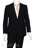Chianti One Button Double vented Solid black Wool Suit 46R - Contemporary EURO Cut *FREE SILK TIE* 100% Merino Wool