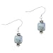 Sterling Silver .925 Iridescent Gray Square Genuine Freshwater Cultured Coin Pearl Bali Bead Dangle Hook Earrings