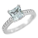 1.15ct Blue Aquamarine 14k White Gold Engagement Ring