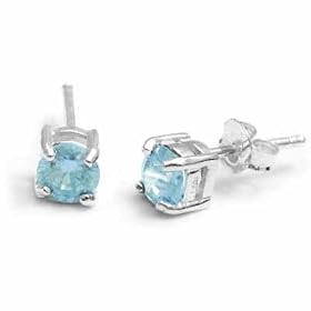 Genuine Blue Topaz Round Silver Studs Stud Earrings by SilverSpeck.com