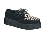 CREEPER-400, Men's 2 Suede/Cheetah Fur Platform Creepers Shoe by Demonia